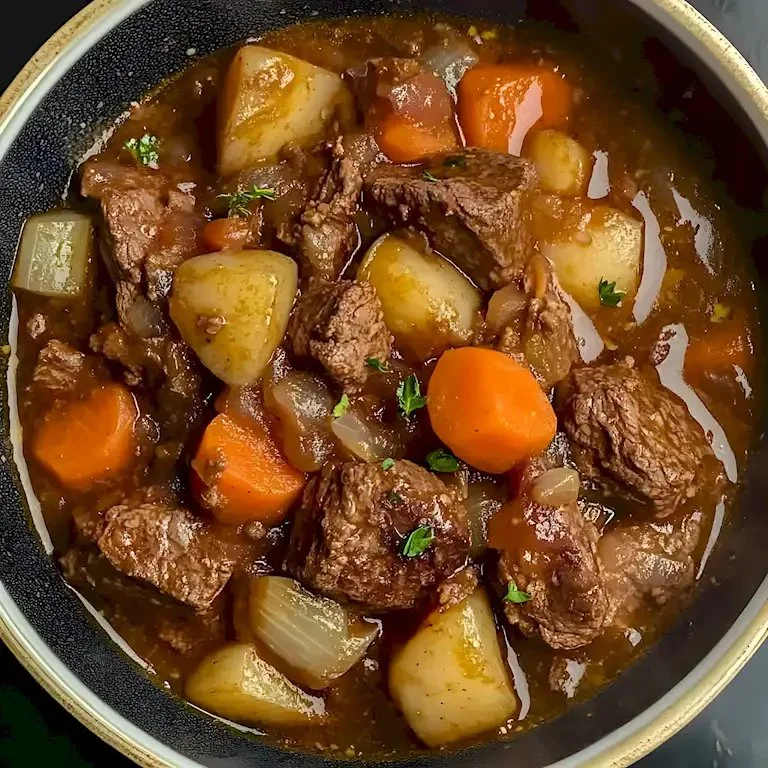 Ultimatives Rindfleischgericht mit aromatischen Zutaten und Beilage.