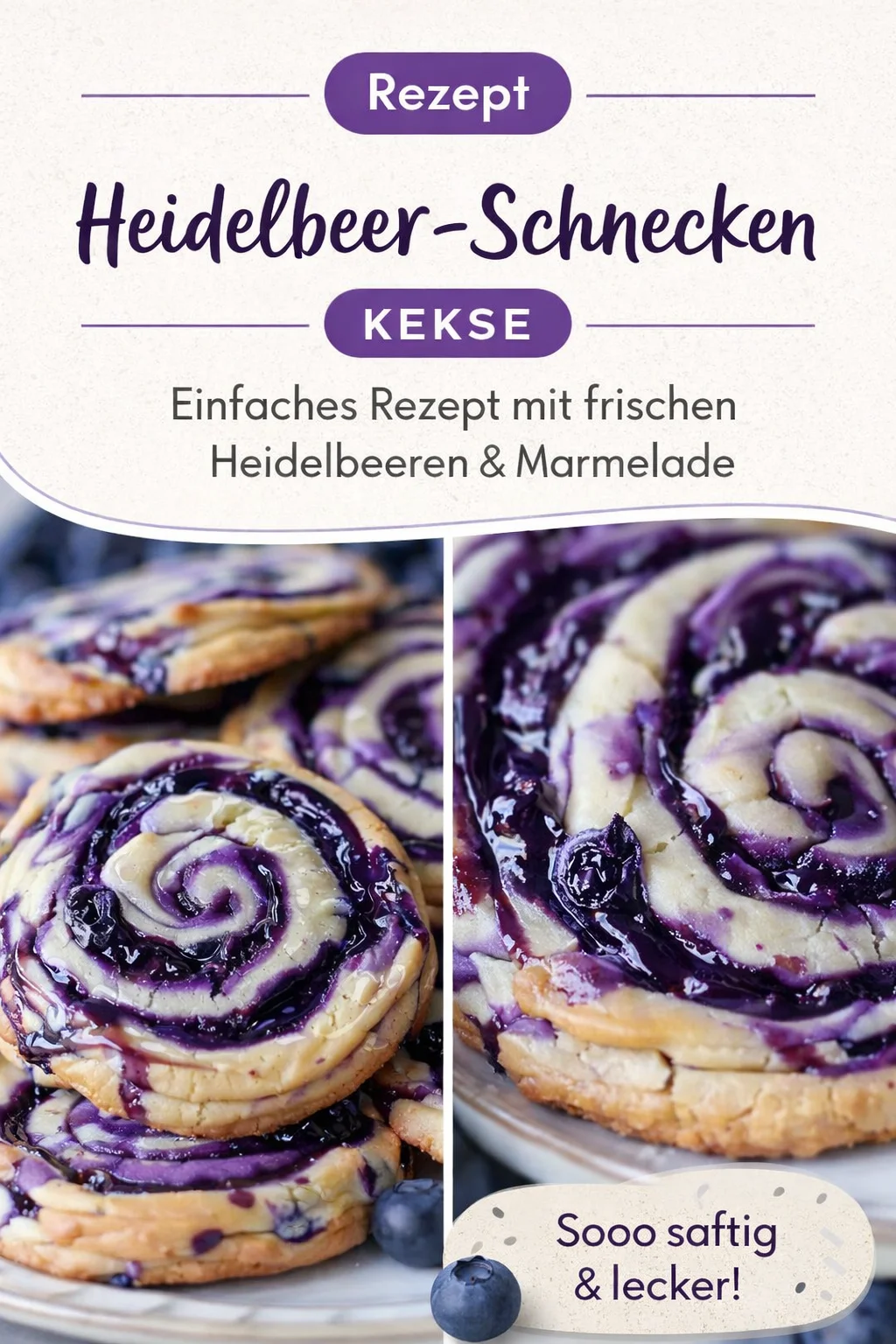 Verführerische Blaubeerkekse mit Frischkäse-Swirl für dein Backvergnügen - Verwandle deine Küche in ein Duftparadies mit unseren köstlichen Blaubeerkeksen, die durch einen cremigen Frischkäse-Swirl veredelt werden. Diese Kekse sind nicht nur lecker, sondern auch einfach zubereitet und sind perfekt für jede Gelegenheit. Lass dir diesen Genuss nicht entgehen und backe noch heute! #Blaubeerkekse #Backen #Kekse