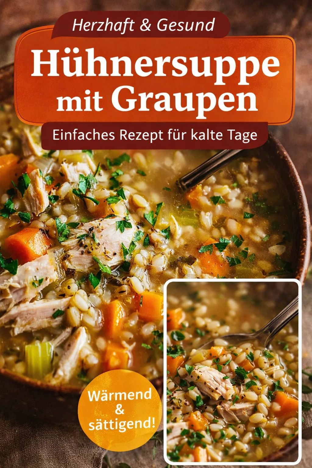 Wärmende Hähnchensuppe mit Graupen – Perfektes Seelenfutter für kalte Tage! - Entdecke dieses leckere Rezept für eine klassische Hähnchensuppe mit Graupen, die nicht nur den Magen, sondern auch die Seele wärmt. Ideal für einen gemütlichen Abend zu Hause. Folge den einfachen Schritten und genieße diese herzhafte Suppe in unter 2 Stunden! Lass dir diese genussvolle Kombination aus Hähnchen und Gemüse nicht entgehen. Koche jetzt los! #Hähnchensuppe #Rezeptideen #Seelenfutter