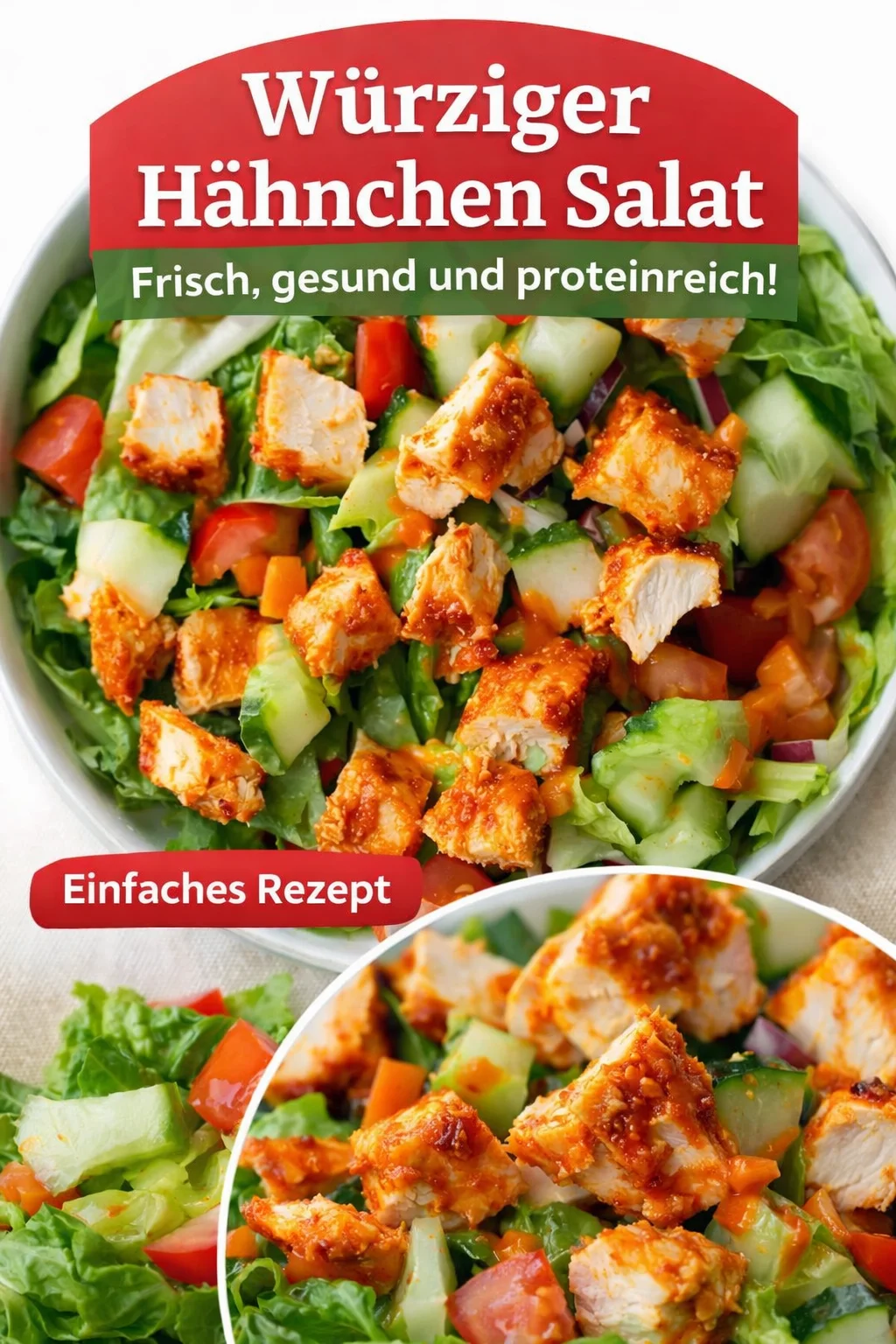 Buffalo Chicken Salat: Herzhaft, frisch und leicht genießen! - Lust auf etwas Herzhaftes, das leicht und frisch ist? Probiere meinen Buffalo Chicken Salat! Dieses einfache Rezept verleiht deinem Abendessen das gewisse Etwas. Gefüllte mit knusprigen Hähnchen-Nuggets, frischem Gemüse und einer köstlichen Buffalo-Sauce ist dieser Salat ein echter Genuss. Jetzt ausprobieren und deinem Hunger nachgeben! #BuffaloChicken #SalatRezepte #LeckereKüche
