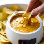 Schüssel mit frisch zubereitetem Chili Käse Dip, ideal für Party-Snacks