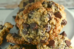 Leckere Cowboy-Kekse auf einem Teller serviert