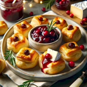Cranberry Brie Bites auf einem Teller, perfekt für jeden Anlass