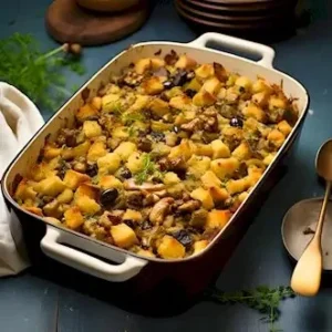 Schüssel mit Esskastanienfüllung, ideal für herzhafte Herbstgerichte