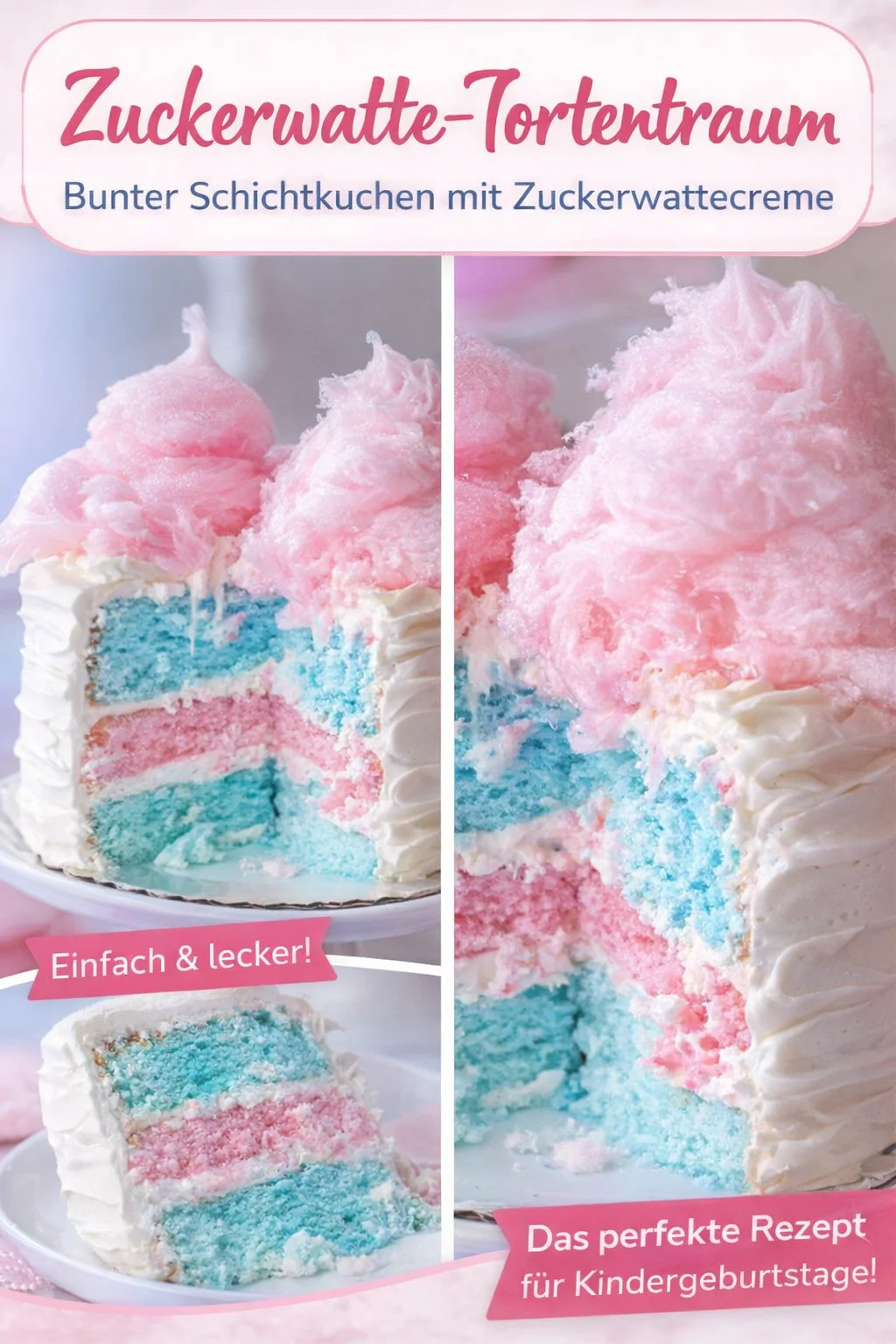Genieße den fluffigen Zuckerwatte-Kuchen – ein himmlisches Rezept - Lass dich von diesem fluffigen Zuckerwatte-Kuchen verzaubern! Ein einfaches und leckeres Rezept, das süße Träume wahr werden lässt. Ideal für Geburtstage oder einfach als süßer Genuss für zwischendurch. Kreiere deinen eigenen Kuchentraum zu Hause! Probiere es aus und teile deine Ergebnisse mit uns! #ZuckerwatteKuchen #KuchenRezepte #Backen