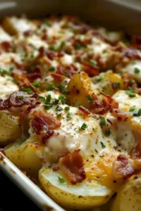 Leckere Hähnchen-Bacon-Ranch-Kartoffeln mit frischen Zutaten und würzigem Dressing
