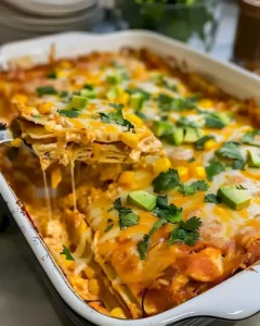 Hähnchen-Enchilada-Auflauf mit Käse und Gewürzen