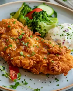 Delikates frittierter Hähnchen Stück auf einem Teller serviert