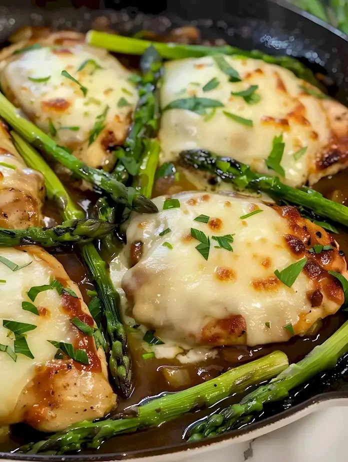Hähnchen Madeira mit Madeira-Sauce und Beilagen auf einem Teller angerichtet.