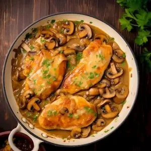 Hähnchen Marsala in einer aromatischen Weinsauce mit Pilzen