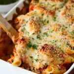 Leckeres Hähnchen Parmesan Casserole frisch aus dem Ofen serviert