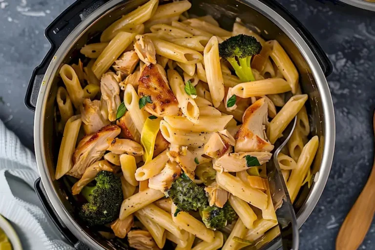 Ein Teller Hähnchen Pasta mit frischen Zutaten und einer cremigen Sauce