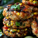 Hähnchen Burger mit Zucchini, frischem Mais und Tomaten-Kürbissalat