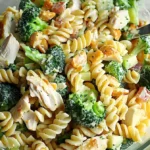 Hühnchen-Brokkolipasta-Salat mit frischem Brokkoli und leckeren Zutaten