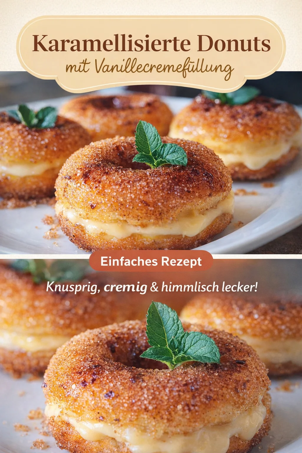 Irresistible Crème Brûlée Donuts: Ein Muss für Dessertliebhaber! - Entdecke die verführerischen Crème Brûlée Donuts, die die perfekte Kombination aus cremigem Genuss und fluffiger Donuttigkeit bieten. Diese süßen Leckereien sind einfach zuzubereiten und ideal für jeden Anlass. Überrasche deine Familie und Freunde mit diesem genussvollen Rezept! Probiere es heute aus. #Dessertliebe #Backen #CrèmeBrûléeDonuts