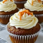 Karotten-Cupcakes mit Frischkäse-Frosting auf einem dekorativen Teller