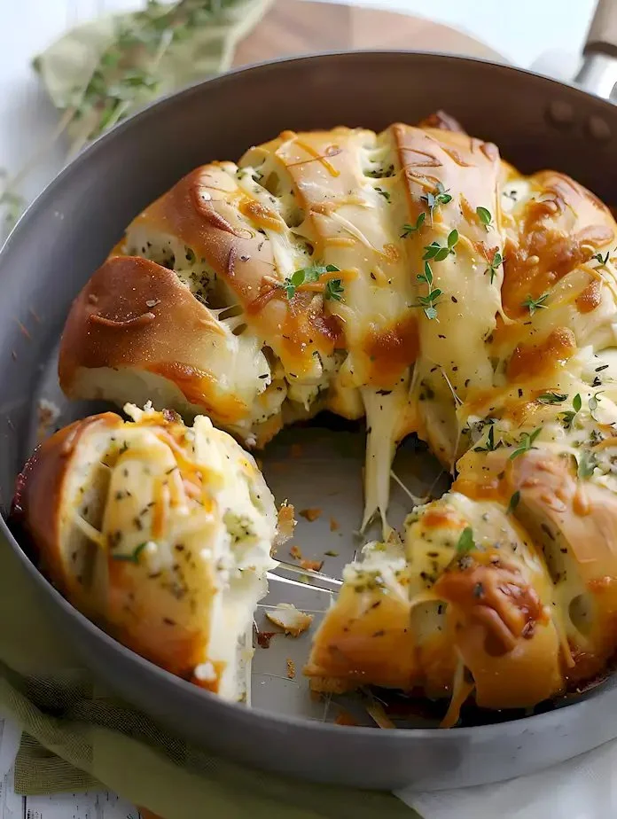 Käse Knoblauch Kräuter Zupfbrot frisch aus dem Ofen