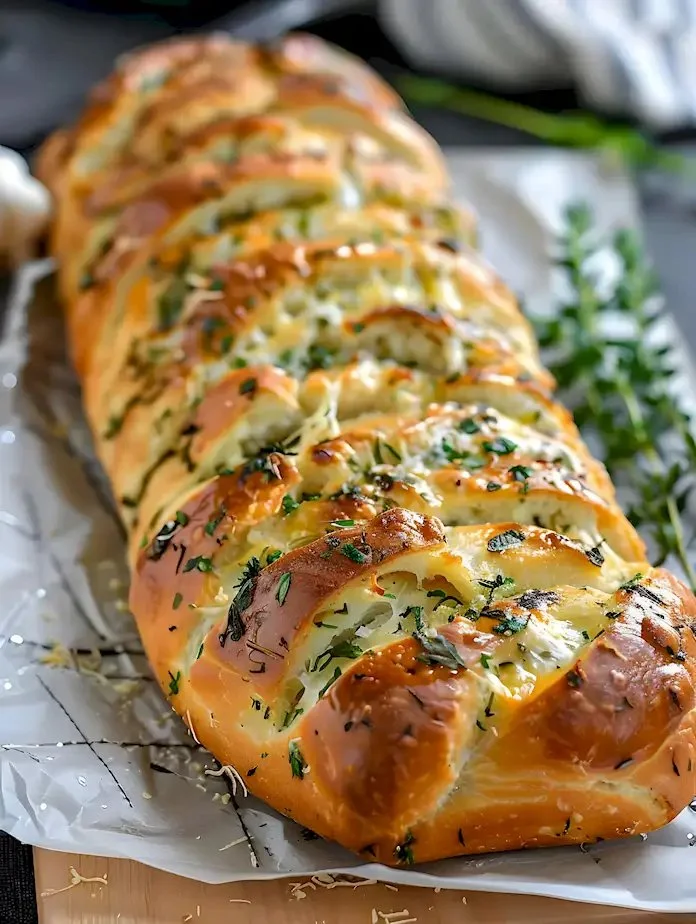 Käse-Knoblauch- und Kräuterbrot frisch aus dem Ofen
