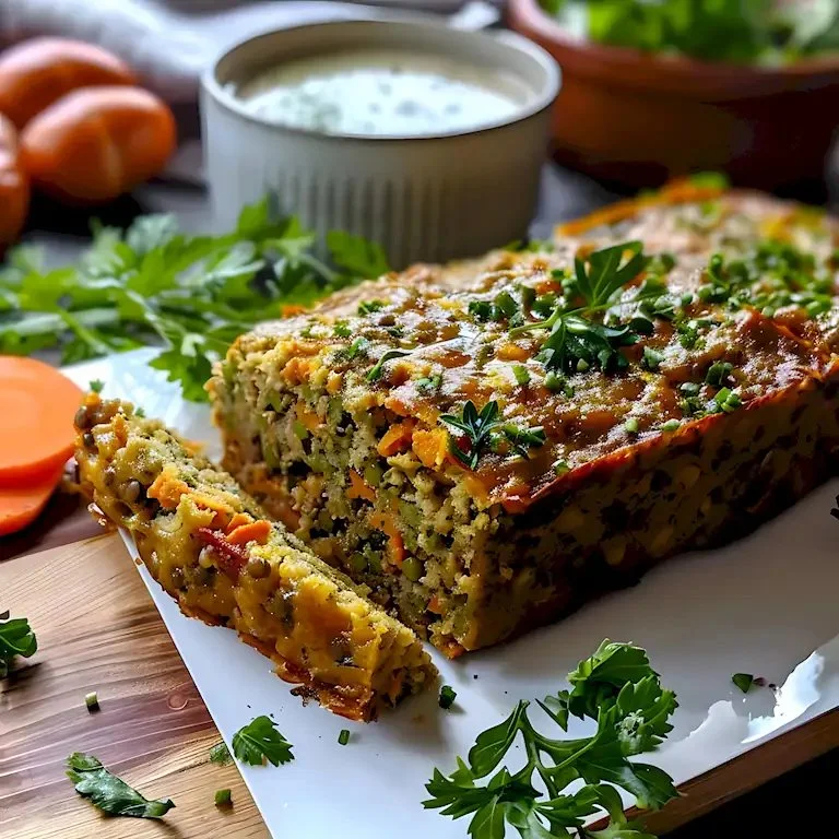 Ein Teller mit knusprigen Kichererbsen-Fleischlaibchen, serviert mit frischem Salat.