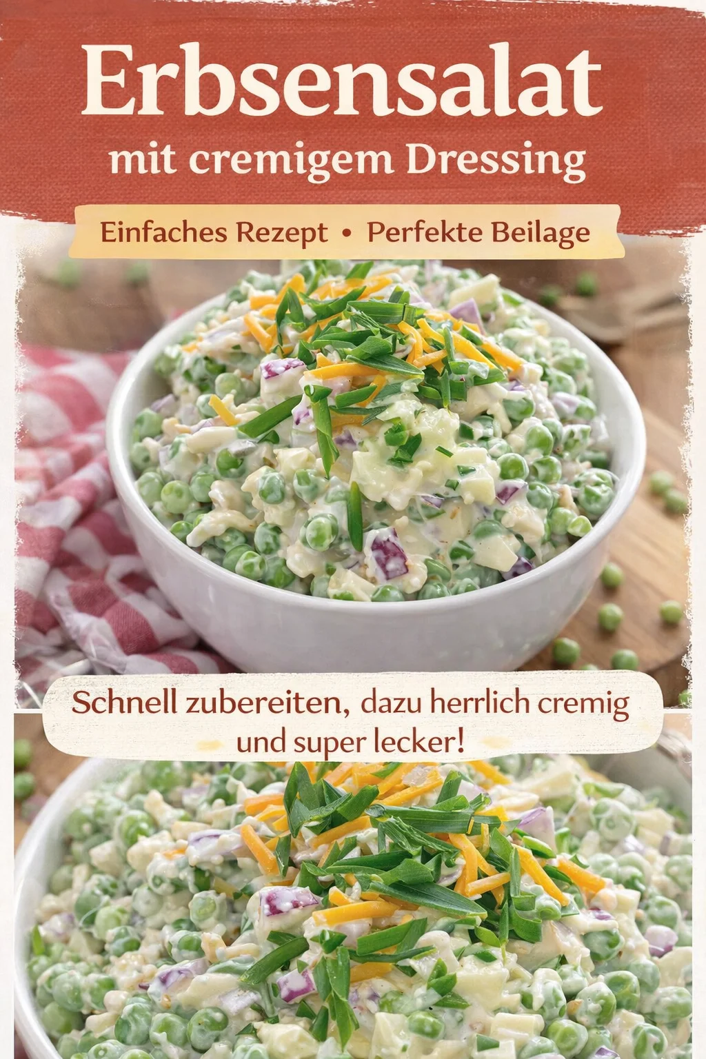 Klassischer Erbsensalat: Einfaches Rezept für Feste und Grillabende - Entdecke das einfache Rezept für klassischen Erbsensalat – perfekt für Feste und gemütliche Grillabende! Schnell zubereitet und voller Geschmack ist dieser Salat ein Muss auf jedem Buffet. Probiere es aus und überrasche deine Gäste! Klicke für das Rezept und genieß die frischen Aromen! #Erbsensalat #Gewinnen #Grillrezepte