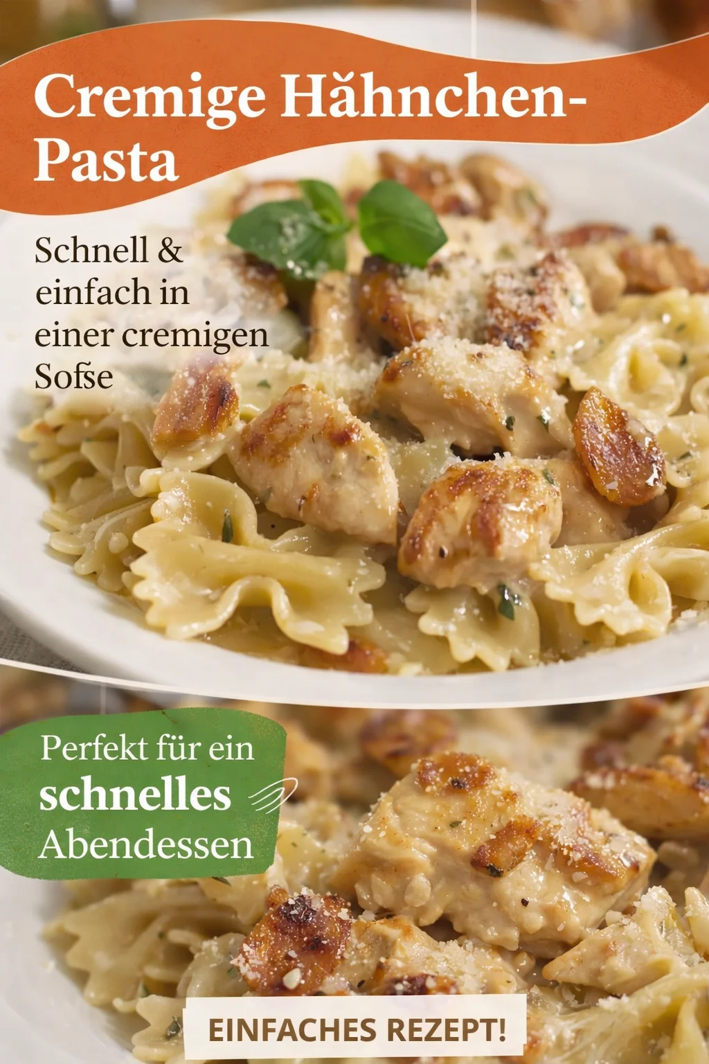 Leckere Farfalle Pasta mit Hähnchen und cremiger Sauce selbstgemacht - Lass dich von dieser köstlichen Farfalle Pasta mit Hähnchen und cremiger Sauce verzaubern! Ein einfaches Rezept, das perfekt für ein Abendessen geeignet ist. Die Kombination aus frischen Zutaten und cremiger Sauce wird dich begeistern. Bereite diese Restaurant-ähnliche Mahlzeit ganz einfach zu Hause zu. Probiere es aus und verwöhne deine Liebsten mit diesem Genuss! #PastaRezept #Abendessen #HähnchenGerichte