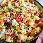 Leckere Portion Maisbrot-Salat auf einem Teller mit frischen Zutaten