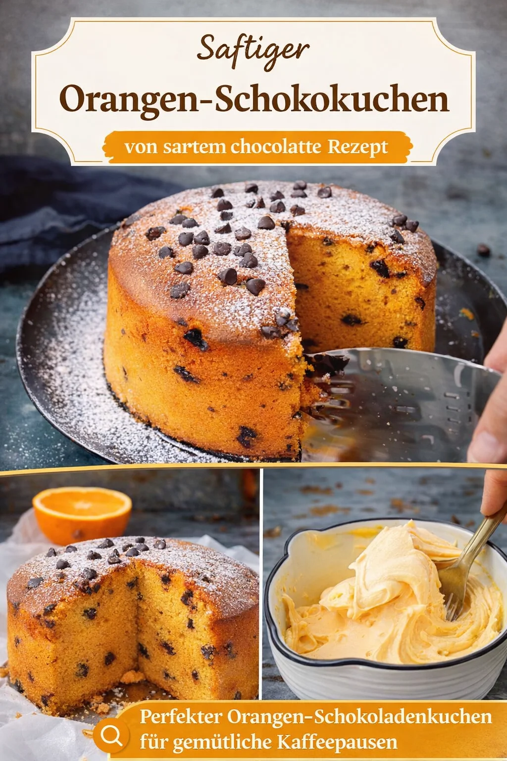Orangenkuchen mit Schokoladenstückchen – Ein fruchtiger Genuss - Entdecke die perfekte Kombination aus fruchtigem Orangengeschmack und schokoladigem Genuss mit unserem unwiderstehlichen Orangenkuchen. Dieser einfache Kuchen ist ideal für jede Gelegenheit – sei es ein Kaffeeplausch oder eine Familienfeier. Probiere es selbst aus und bereite deinen Freunden eine Freude! Lass dich inspirieren und backe los! 📌 #Orangenkuchen #Backen #KuchenRezepte