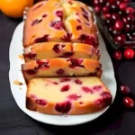 Frisches Preiselbeer-Orange-Brot auf einem Holztisch