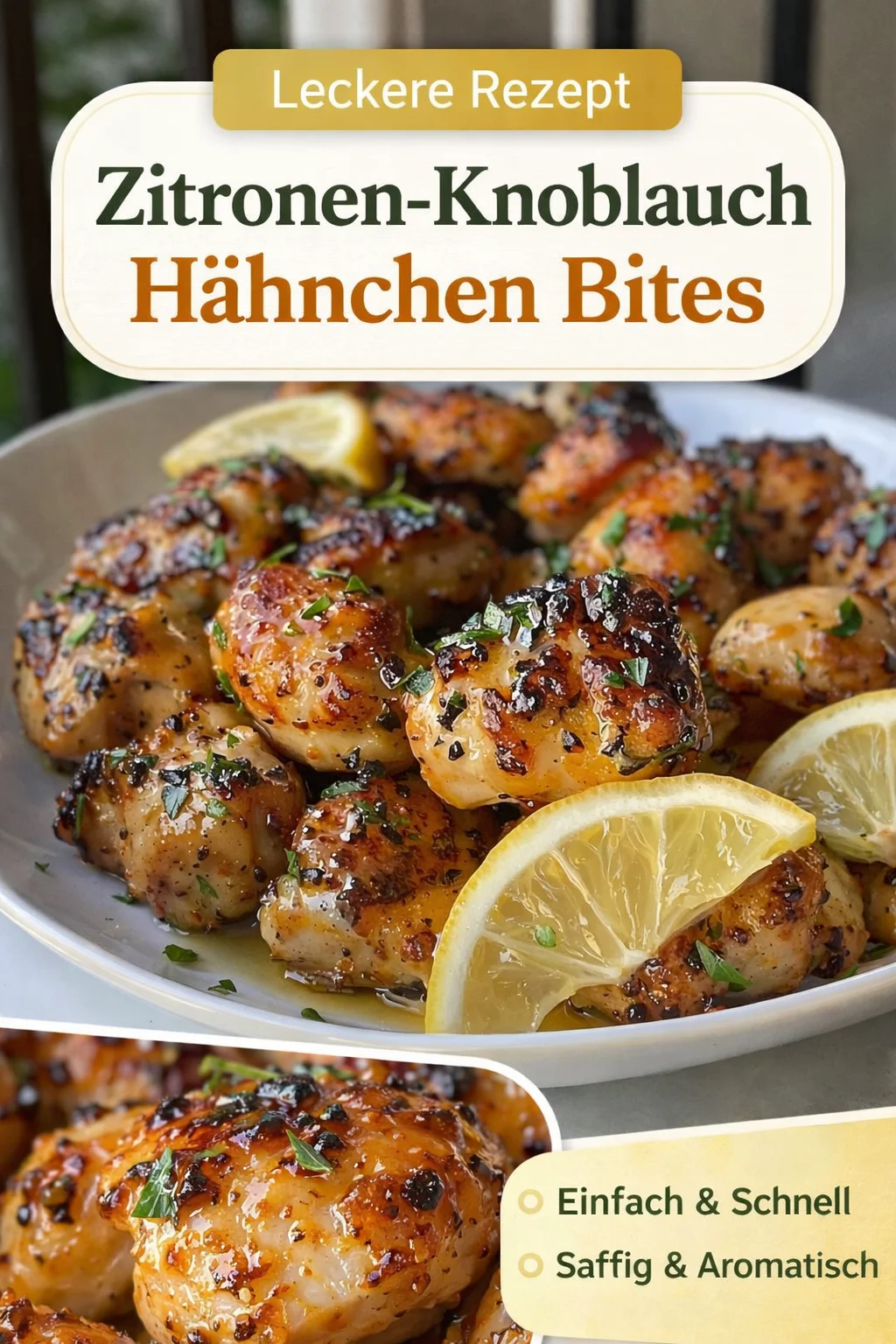 Schnelle Knoblauch-Zitronen-Hühnchenbissen für jeden Tag - Entdecken Sie das perfekte Rezept für Knoblauch-Zitronen-Hühnchenbissen! In nur wenigen Minuten genießen Sie zartes Hühnchen mit frischem Zitronengeschmack und aromatischem Knoblauch. Ideal für ein schnelles Abendessen oder als schmackhafte Beilage. Lassen Sie sich dieses einfache und köstliche Gericht nicht entgehen! Jetzt ausprobieren und mit Freunden teilen! #Hühnchen #SchnellesEssen #Rezeptideen