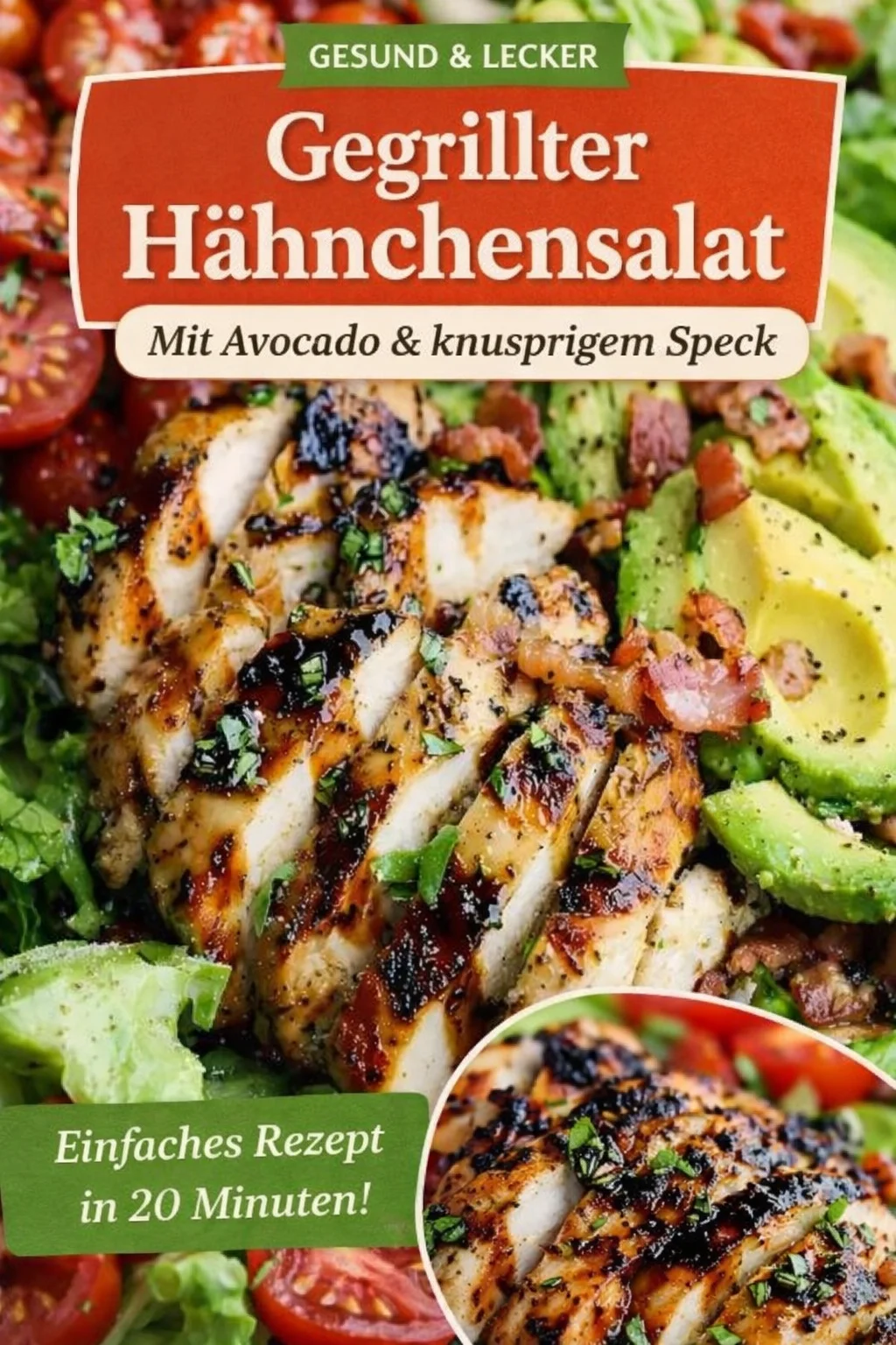 Schneller und leckerer Hähnchensalat für jede Gelegenheit - Suchst du einen sättigenden und frischen Salat? Dieser Hähnchensalat ist nicht nur ein schmackhafter Hauptgang, sondern auch einfach zuzubereiten! Mit knusprigem Speck, Avocado und Feta ist er der perfekte Genuss. Probiere ihn jetzt und schaffe einen gesunden Genuss auf deinem Tisch! Teile dein Ergebnis mit uns! #Hähnchensalat #GesundeRezepte #SchnelleRezepte