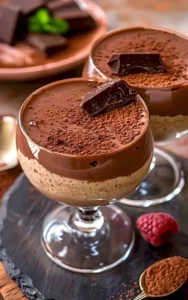 Leckerer Schokoladen-Biskuit-Pudding in einer Schüssel serviert