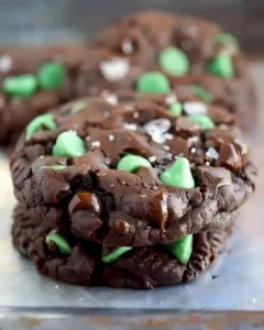 Schokoladen-Minz-Kekse auf einem Teller mit frischer Minze