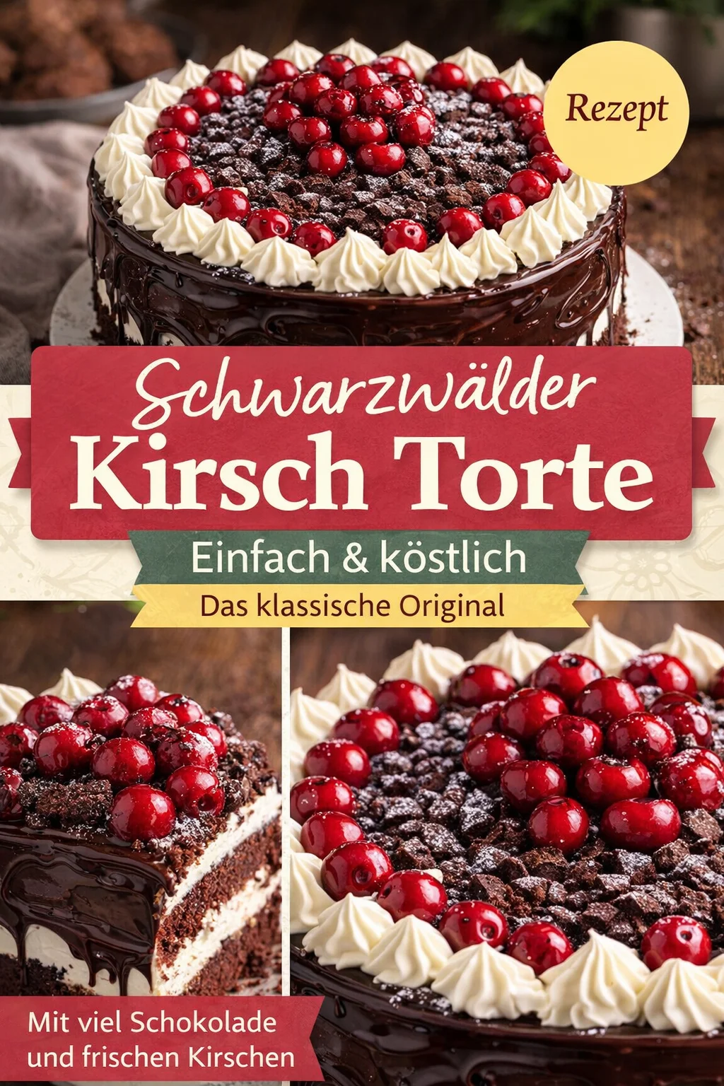 Schwarzwälder Kirschtorte: Ein klassisches Rezept für jeden Anlass - Entdecke die herrliche Schwarzwälder Kirschtorte, die absolute Party-Highlight! Dieses Rezept führt dich Schritt für Schritt zur perfekten Torte, ideal für Geburtstagsfeiern oder einfach so zum Genießen. Verwöhne deine Liebsten mit köstlichen Schichten aus Schokolade, Kirschen und Sahne. Probiere es aus und bring ein Stück Deutschland auf deinen Tisch! Jetzt loslegen und genießen! #KuchenRezepte #SchwarzwälderKirschtorte #Backen