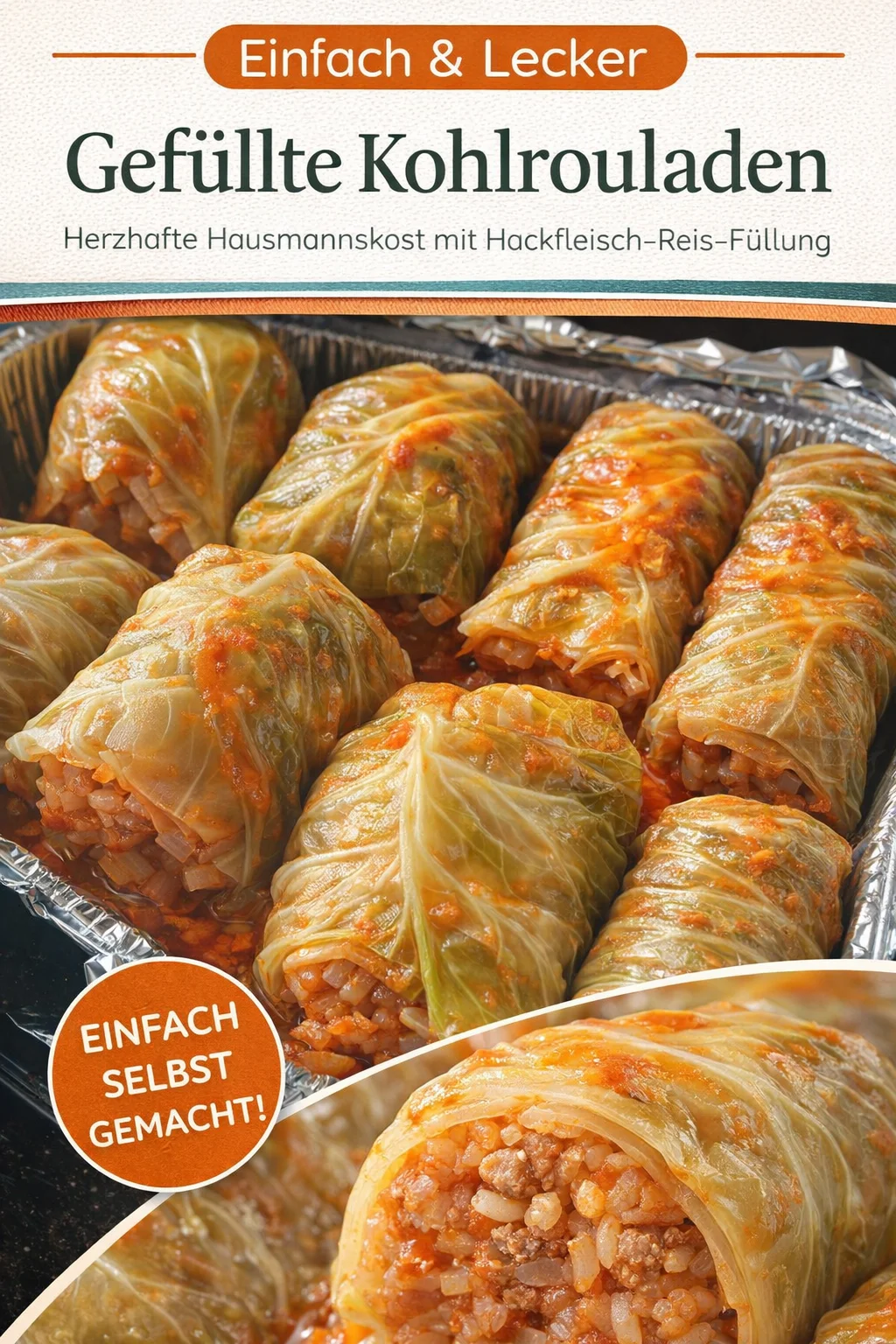 Unvergessliche gefüllte Kohlrouladen – Ein Familienrezept für jeden Sonntag - Erlebe den Geschmack der Kindheit mit unseren köstlichen gefüllten Kohlrouladen! Dieses Rezept zaubert nicht nur den Duft von Heimat in deine Küche, sondern bringt auch die ganze Familie zusammen. Probiere es jetzt aus und überrasche deine Liebsten mit einem herzhaften Gericht, das alle begeistert! Teile deine Kreationen mit uns! #Kohlrouladen #Familienrezepte #DeutscheKüche