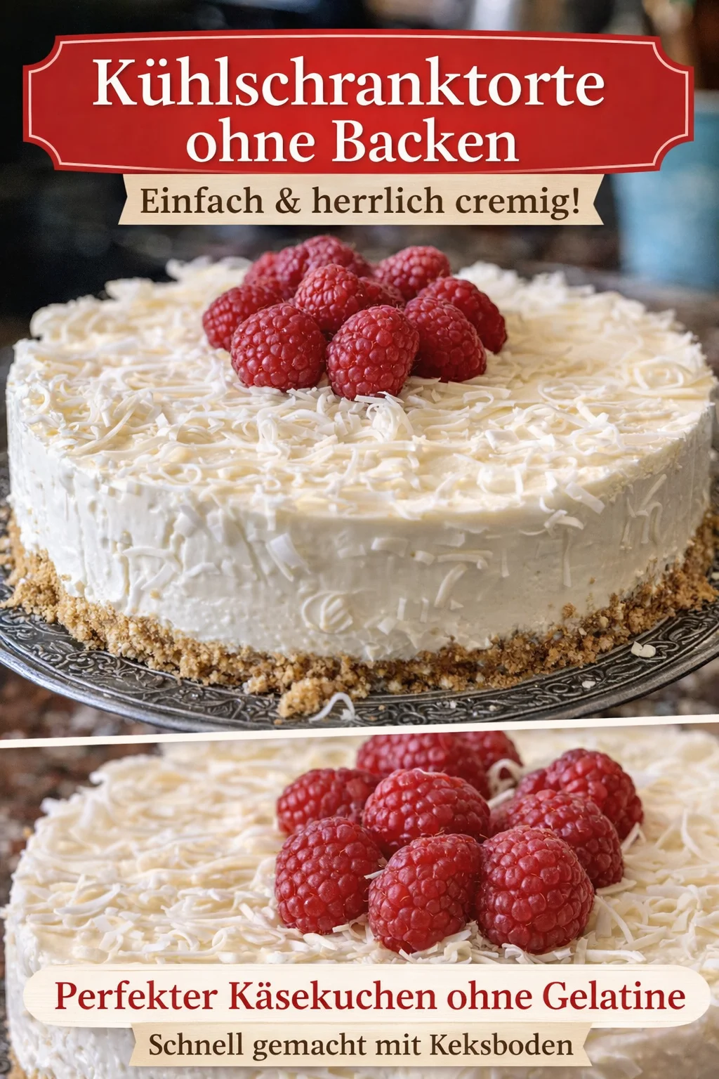 Unwiderstehlicher Kokos-Cheesecake: Einfaches Dessert für jeden Anlass - Entdecke den ultimativen Genuss mit unserem Kokos-Cheesecake! Dieses köstliche Dessert vereint die cremige Textur eines Cheesecakes mit dem exotischen Geschmack von Kokosnuss und ist dabei kinderleicht zuzubereiten. Perfekt für Geburtstagsfeiern, Familienessen oder einfach zum Naschen zwischendurch. Probiere es jetzt aus und lass dich verzaubern! #Kokoscheesecake #Dessertliebe #einfachkochen