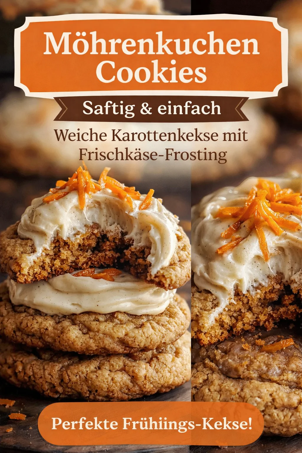 Verführerische Karottenkuchen Kekse mit himmlischem Ahorn Zimt Frosting - Entdecke das ultimative Keksrezept: Karottenkuchen Kekse mit einem köstlichen Ahorn Zimt Frosting! Erlebe den klassischen Geschmack von Karottenkuchen in Form von softem, saftigem Keks. Perfekt für jeden Anlass oder einfach zum Genießen! Probiere es noch heute aus und teile deine Kreationen! #KarottenkuchenKekse #BackenMitLiebe #AhornZimtFrosting