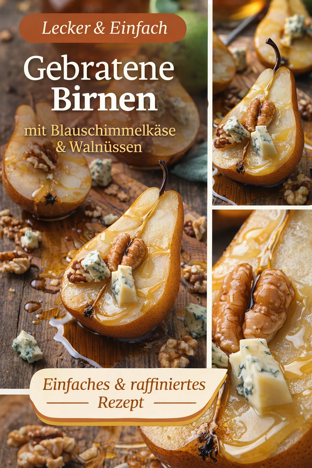 Walnüsse mit Blauschimmelkäse, Honig und Birnen - Ein Genuss für Feinschmecker - Entdecke die perfekte Kombination aus süßen Birnen, würzigem Blauschimmelkäse und knackigen Walnüssen. Dieses köstliche Rezept ist ideal für ein elegantes Abendessen oder als Vorspeise. Probiere es aus und verzaubere deine Gäste! Bereite dir diesen Genuss in nur wenigen Schritten zu. Jetzt ausprobieren! #Birnenrezepte #Genuss #KäseLieber