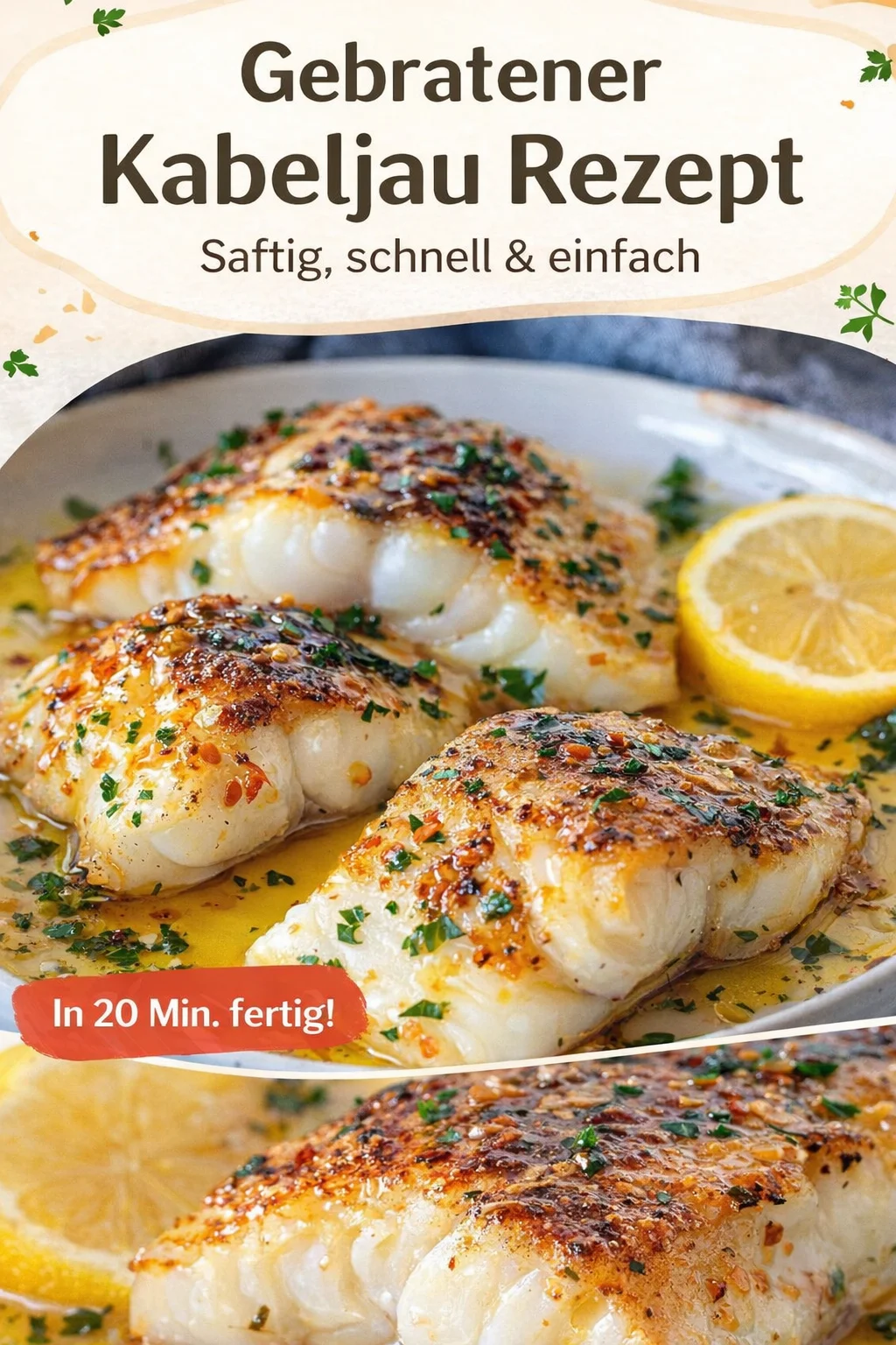 Zitronenbutter gebratener Kabeljau - Ein Geschmackserlebnis der Extraklasse - Entdecken Sie das perfekte Abendessen mit unserem Zitronenbutter gebratenen Kabeljau. Diese köstliche Kombination aus frischem Fisch und spritziger Zitrone wird Ihre Gäste begeistern. Ideal für jede Gelegenheit und einfach zuzubereiten! Probieren Sie es aus und verleihen Sie Ihrem Dinner einen besonderen Geschmack. Besuchen Sie unseren Blog für das vollständige Rezept! #Kabeljau #Zitronenbutter #Rezepte