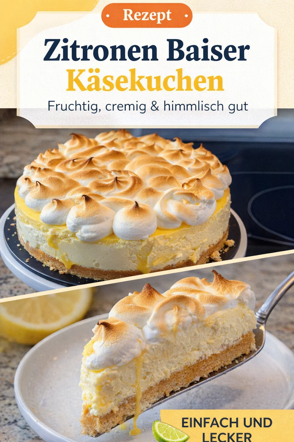 Zitronenmeringue-Käsekuchen: Ein himmlischer Genuss für jeden Anlass - Entdecke dieses unwiderstehliche Rezept für Zitronenmeringue-Käsekuchen, das jeden begeistert! Die perfekte Kombination aus cremigem Käsekuchen und erfrischendem Zitronengeschmack macht ihn zum idealen Dessert für Feiern oder einfach für einen süßen Moment. Bereite ihn jetzt zu und lasse dich von der Zitrusnote verzaubern! Probiere es aus und teile deine Ergebnisse! #Käsekuchen #Zitronenmeringue #Backen