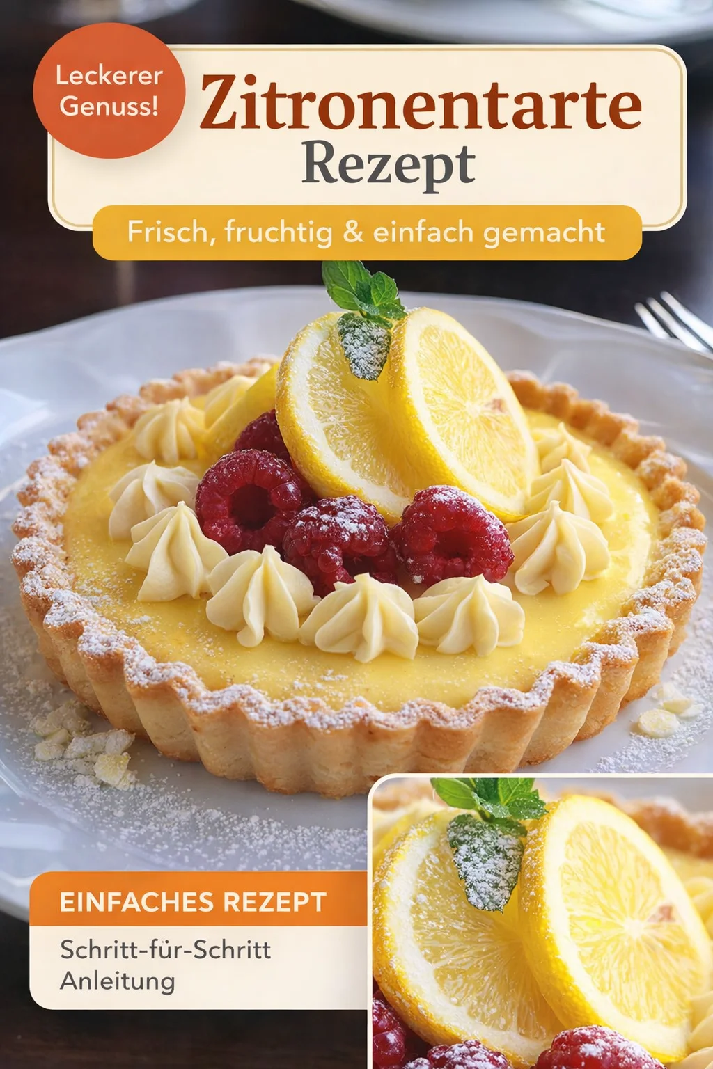 Zitronentarte: Ein erfrischendes Dessert für jeden Anlass - Entdecken Sie die unwiderstehliche Zitronentarte – frisch, fruchtig und einfach lecker! Perfekt für Kaffeerunden, Familienfeiern oder einfach als süßer Snack zwischendurch. Lassen Sie sich von ihrem spritzigen Zitronengeschmack und der krossen Kruste begeistern. Bereiten Sie dieses zeitlose Rezept schnell und einfach zu und genießen Sie das fröhliche Zusammenspiel von Säure und Süße. Jetzt nachbacken! #Zitronentarte #Backen #Dessert