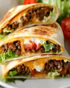Leckere Crunch Wraps mit frischen Zutaten und knusprigen Texturen.