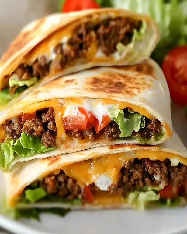 Leckere Crunch Wraps mit frischen Zutaten und knusprigen Texturen.