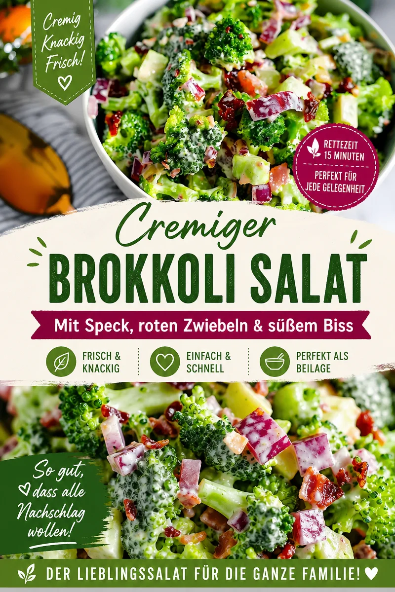 Das beste Brokkoli-Salat Rezept für deine nächste Feier - Entdecke das beste Brokkoli-Salat Rezept, das du je gemacht hast! Schnell, frisch und köstlich – das perfekte Rezept für jede Familienfeier. Mit knackigem Brokkoli, würzigem Speck und einem cremigen Dressing wird dieser Salat garantiert zum Hit. Probiere es jetzt aus und verwandle deine nächste Zusammenkunft in ein Fest der Aromen! #BrokkoliSalat #EinfacheRezepte #GesundeErnährung