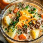 Einfachste Crockpot-Suppe im Topf zubereitet, ideal für eine schnelle Mahlzeit.