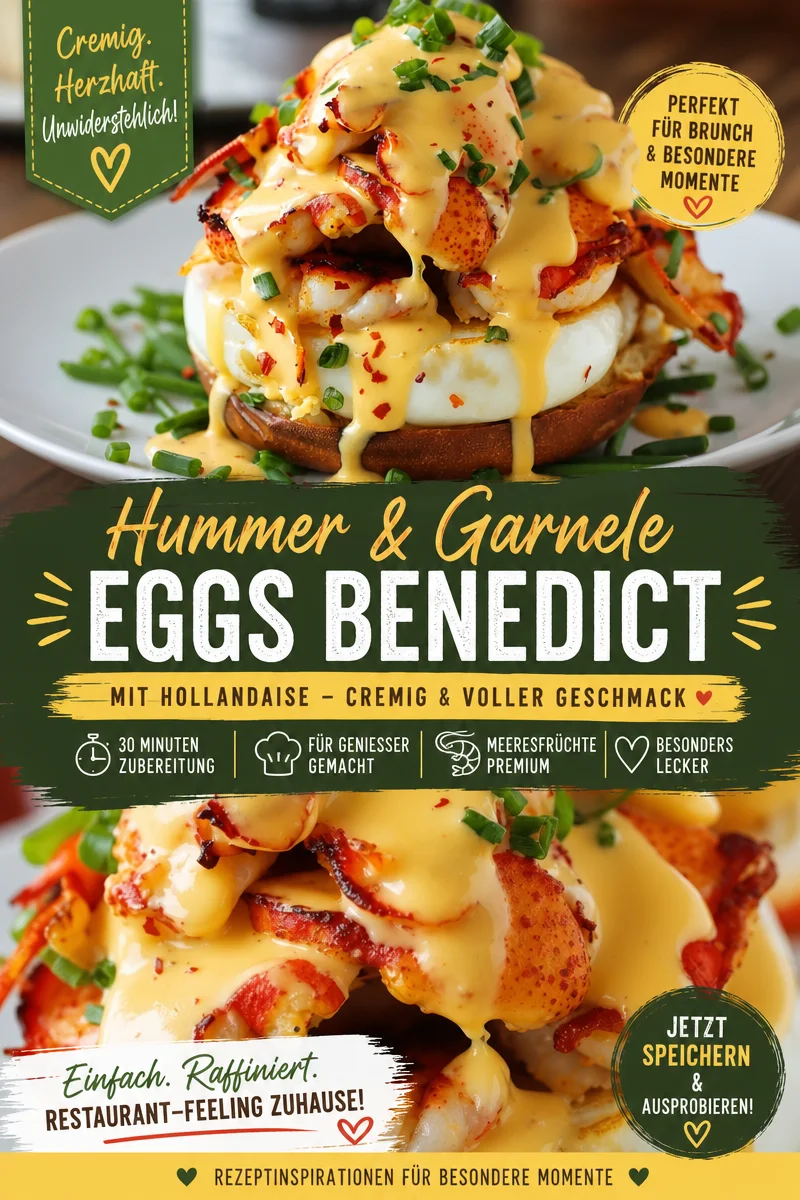 Genieße Bay Lobster Eggs Benedict mit feuriger Cajun Hollandaise - Bist du bereit für ein Brunch-Erlebnis, das deine Gäste beeindrucken wird? Probiere unser einzigartiges Bay Lobster Eggs Benedict mit einer köstlichen Cajun Hollandaise. Perfekt für besondere Anlässe oder einfach zum selbst Verwöhnen! Lass dir diese Geschmacksexplosion nicht entgehen. Jetzt nachmachen und teilen! #EggsBenedict #BrunchRezepte #CajunGenuss