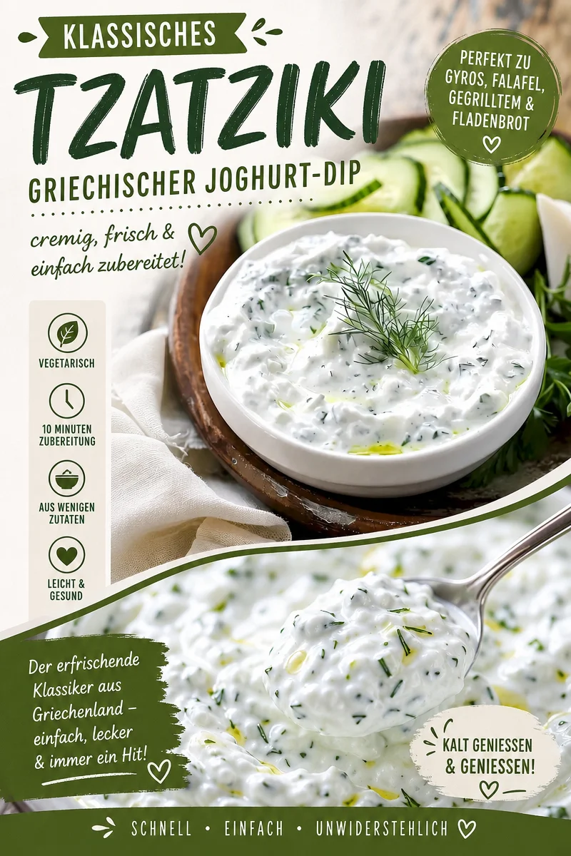 Genieße die beste Tzatziki-Sauce: Einfach und klassisch selbst gemacht - Entdecke das leckere Geheimnis der griechischen Tzatziki-Sauce! Diese cremige und frische Sauce ist der perfekte Begleiter für viele Gerichte und unwiderstehlich als Dip oder auf gegrilltem Gemüse. Probier unser einfaches Rezept und zaubere mediterranes Flair auf den Teller. Lass es dir gut schmecken! #Tzatziki #GriechischeKüche #SauceSelbstgemacht