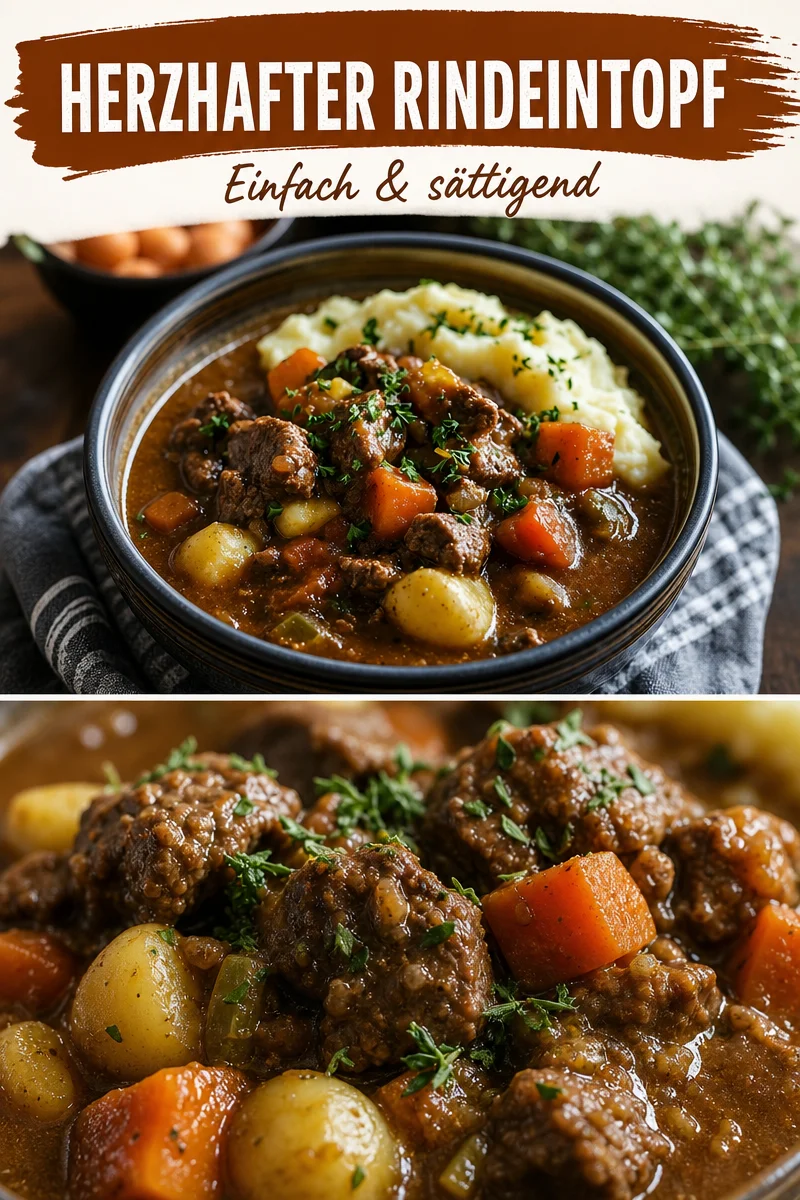 Herzhafter Rindfleischeintopf mit Kartoffeln – Ein Schnelles Wohlfühlessen - Entdecke unser Rezept für den klassischen Rindfleischeintopf mit Kartoffeln! Dieses Gericht zaubert nicht nur Wärme an kalten Tagen, sondern ist auch schnell zubereitet und unglaublich sättigend. Lass dich von dem heimeligen Duft in deine Kindheit entführen und genieße ein Stück Tradition. Probiere es jetzt aus! #Rindfleischeintopf #Hausmannskost #Rezeptideen