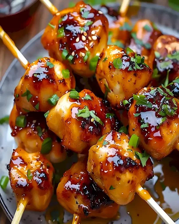 Leckere Honig-Knoblauch-Hähnchen-Spieße auf dem Grill