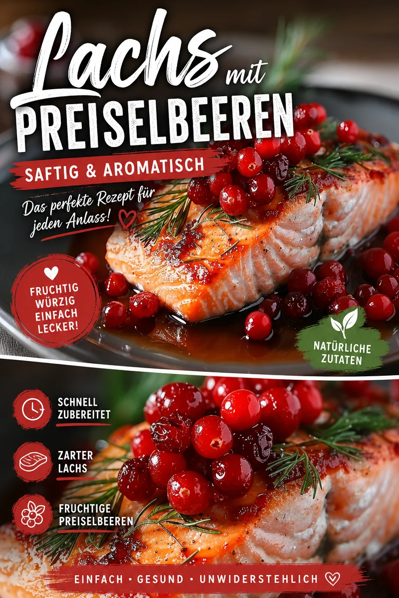 Köstlicher Cranberry Braised Salmon für ein unvergessliches Abendessen - Entdecke die Meisterklasse der Küche mit diesem Cranberry Braised Salmon Rezept. Verfeinere deine Lachsfilets mit einer fruchtigen Cranberry-Sauce, die deine Gäste begeistern wird. Ideal für ein feines Abendessen oder einen besonderen Anlass. Probiere es aus und bringe Geschmack auf deinen Tisch! Liket und teile deine Kreationen! #CranberryLachs #DinnerIdeas #KochenMitLiebe