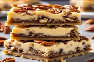Karamell-Pecan-Delight-Riegel mit Nüssen und Karamell, köstlich und verführerisch